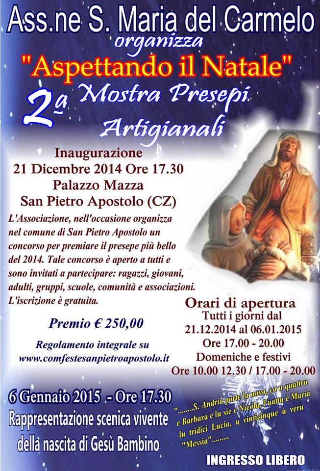 Mostra Presepi Artigianali a San Pietro Apostolo (CZ) 30/12/14