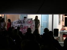 Flash mob dei GD di Ostia nella serata con Marco Travaglio organizzata presso stabilimento Le Dune