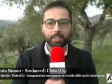Armando Bossio, Sindaco di Cleto – Inaugurazione del monumento in ricordo delle morti oncologiche