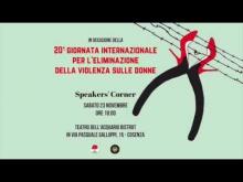 La locandina dell'evento per l'eliminazione della violenza sulle donne di Cosenza del 23 novembre 2019